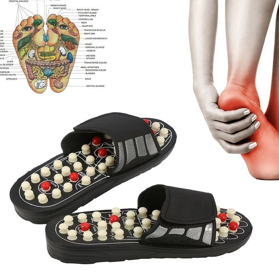 Acupressure slippers: Specially-designed footwear that targets pressure points.