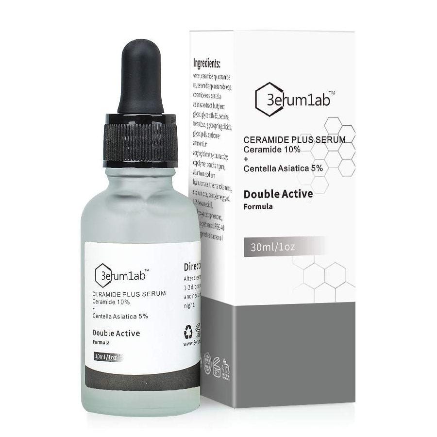 Ceramide serum: Skincare product used to hydrate and strengthen skin.