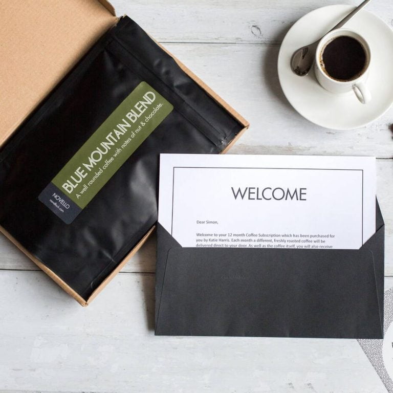 Subscription coffee: Service that home-delivers coffee blends or capsules on a regular basis.