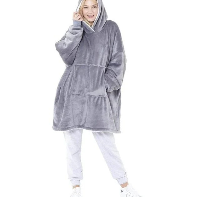 Oodie: Oversized wearable blanket with a hood. Comes in a variety of colors and designs.