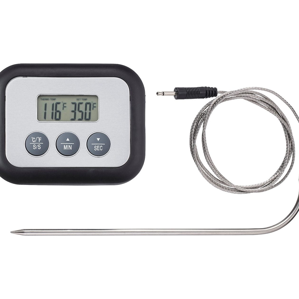 Bluetooth thermometer: Phone-connected temperature gauge for making sure meat gets cooked through sufficiently.