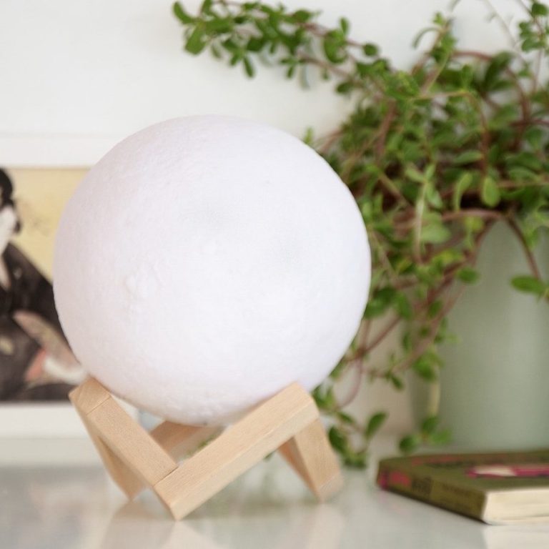Moon lamp: Lunar-shaped lamp most commonly marketed as a night light.