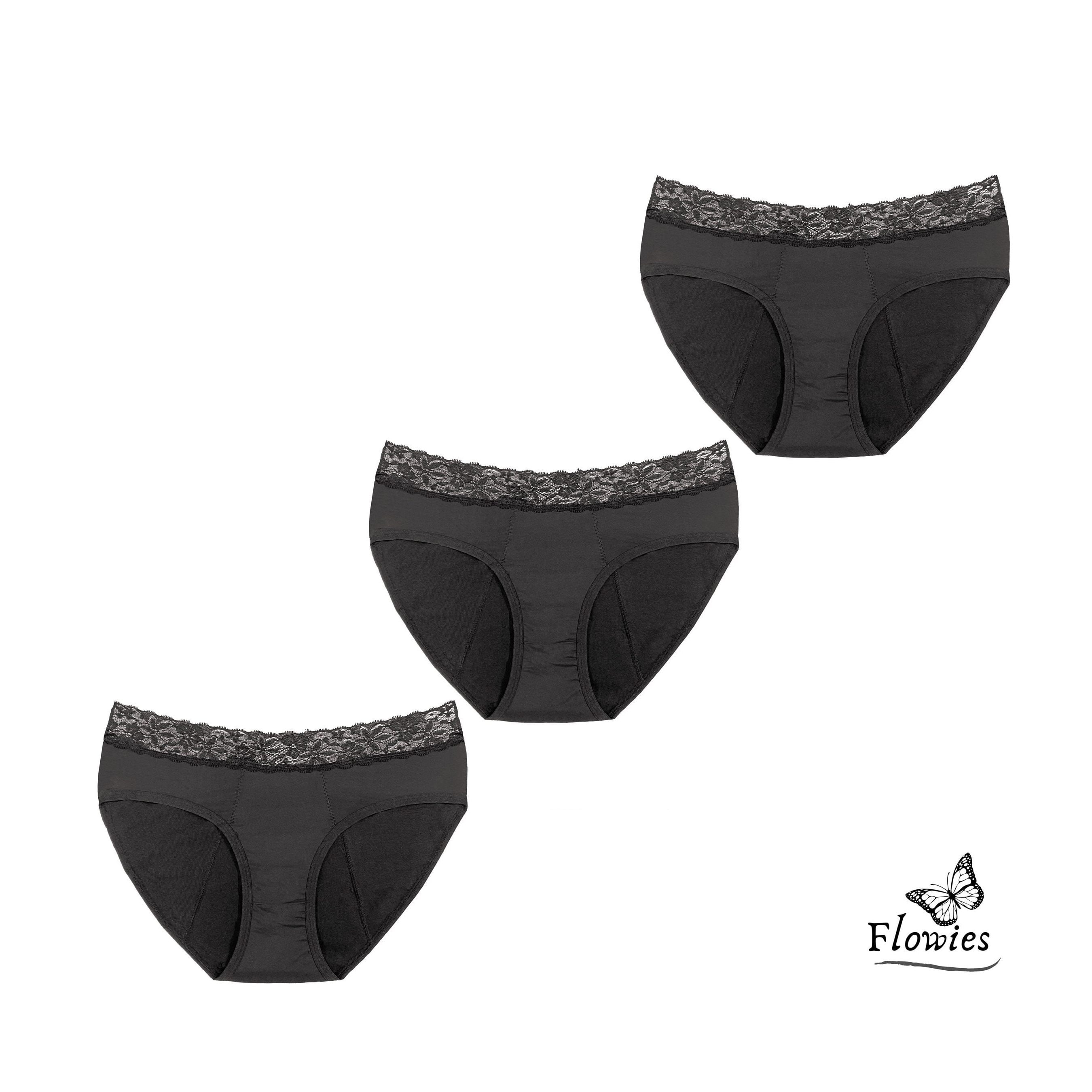 Period underwear: Absorbent panties designed to be worn during a woman’s menstrual cycle.