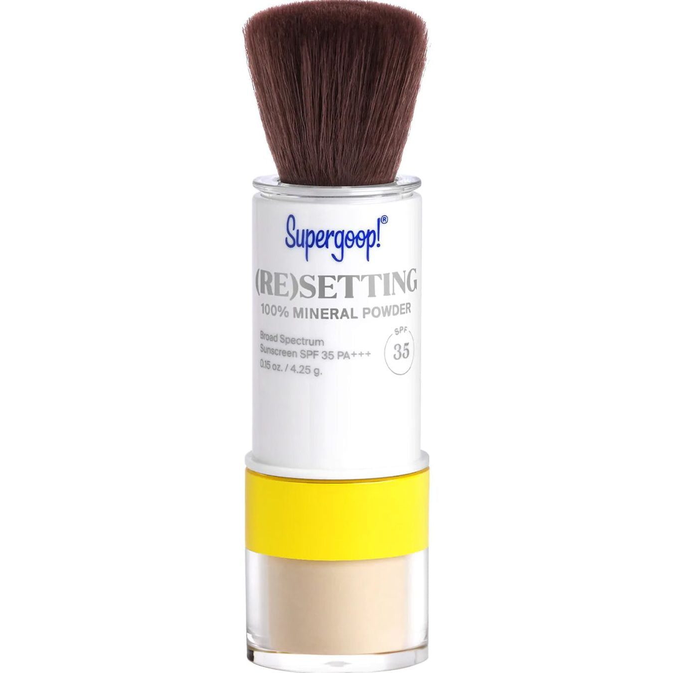 Powder sunscreen: A powdered substance that is applied onto the skin and offers UV protection from the sun.