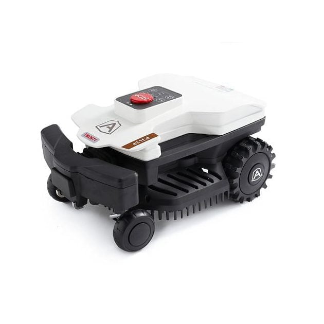 Robotic lawn mower: A small electric-powered device that self-drives across a lawn and cuts grass as it goes.