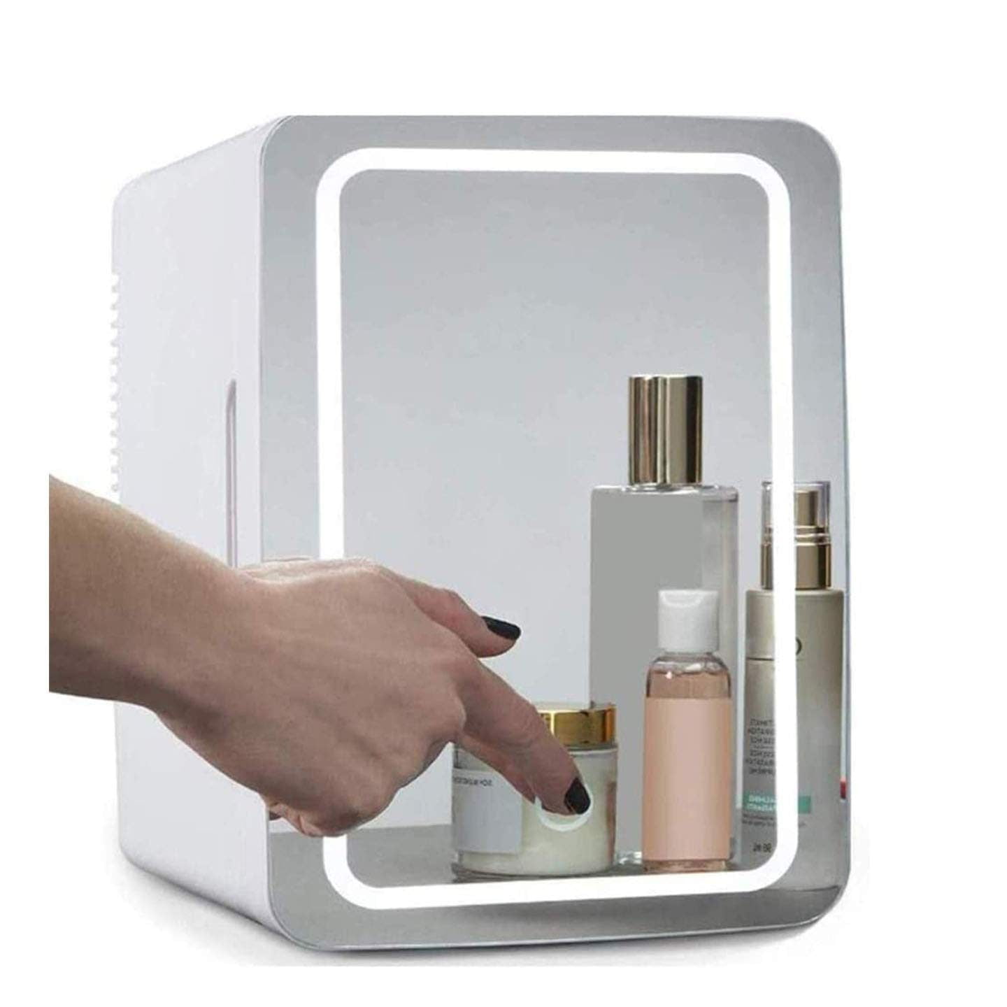 Makeup fridge: Skincare and beauty product storage device that keeps products cool.