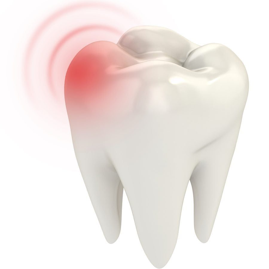 Toothache: The experiencing of pain around or in the teeth and gums.