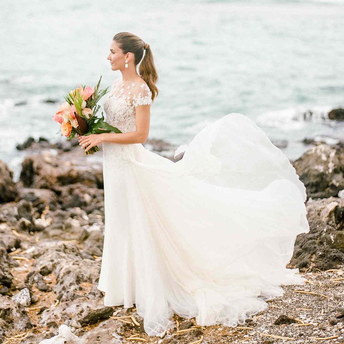 Tulle dress: Dress made of veil-like netting called tulle.